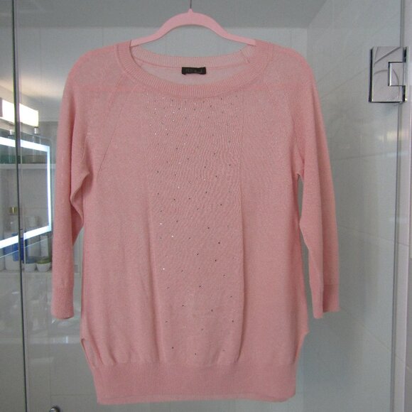 Pink Linen & Cotton PESERICO Italy Sweater with 3/4 Sleeves-----Size 40 / Medium - Picture 1 of 6